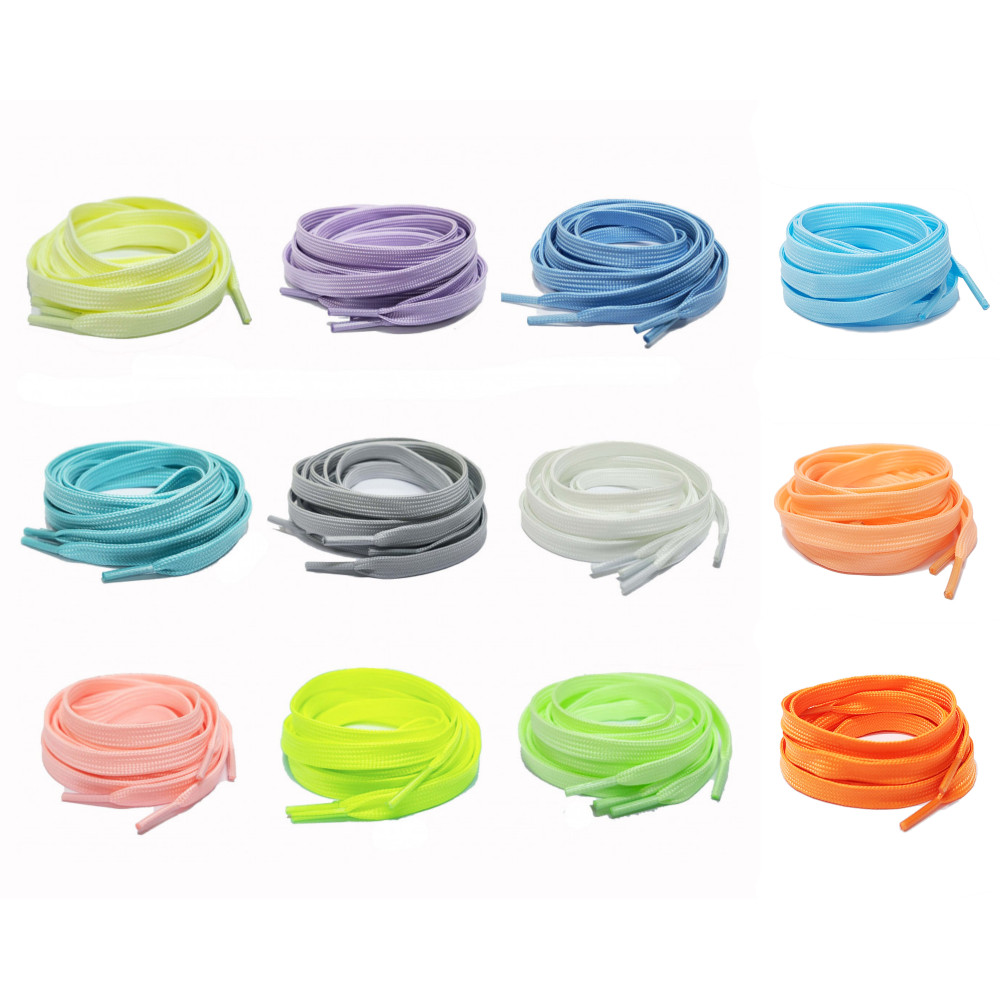 Glow in the dark Flat Shoelaces -12 Colours- 
